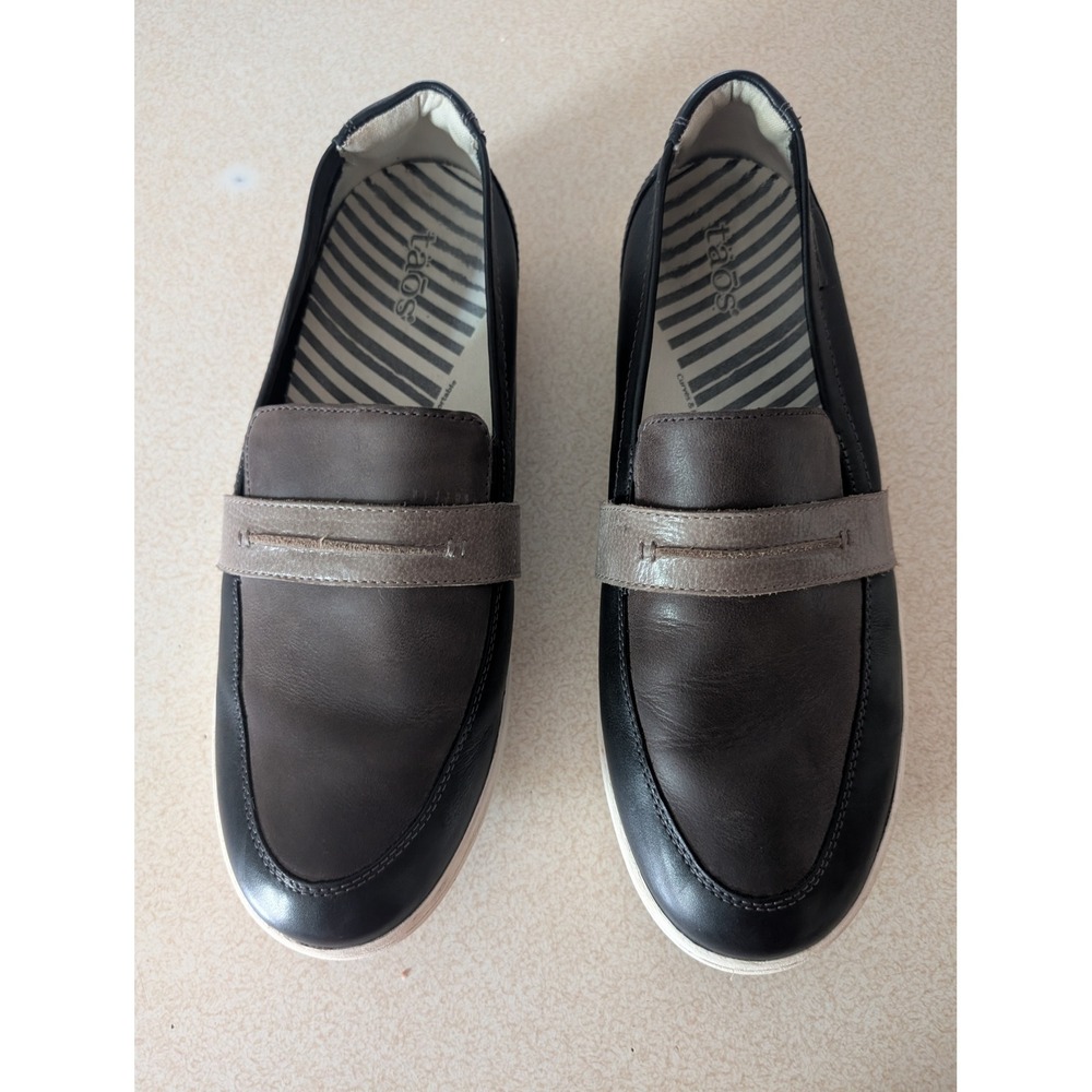 Taos Upward Leather Penny Loafers Black Brown Tri-Tone Shoes Womens 11